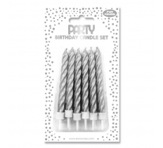 Silver Metallic Candles 12 Pack