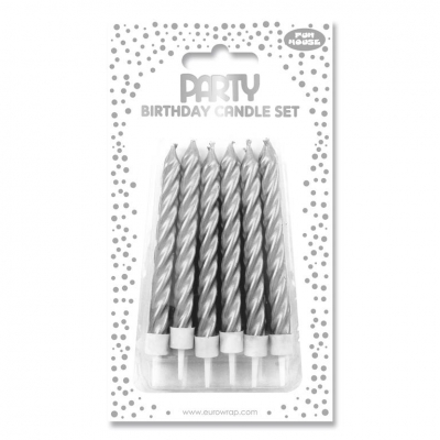 Silver Metallic Candles 12 Pack