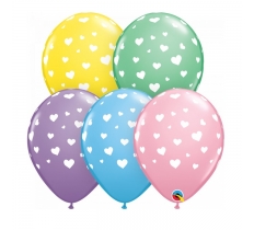 Qualatex 11" Round Random Hearts Balloons 25 Pack