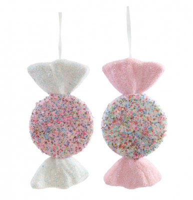 Christmas Hanging Sprinkles Candy Pink 28cm