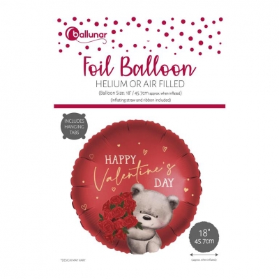 Valentines Day Cute Bear Round Foil Balloon