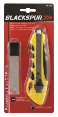 Blackspur Retractable Snap Off Knife With 3 Spare Blades