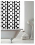 Retro Mono Design Shower Curtains With Rings