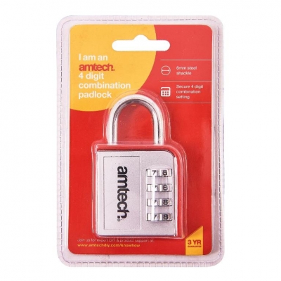 Amtech 4 Digit Zinc Combination Padlock