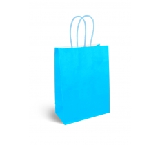 Blue Paper Party Bag with Coloured Handles (16 x 22 x 8cm)