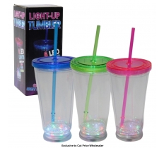 Light Up LED Tumbler with Straw and Lid