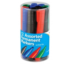 Assorted Tiger Chisel Tip 2mm Permanent Markers 12 Pack