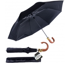 Mens U Shaped Deluxe Umbrella With Brown Handle