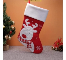 DELUXE PLUSH RED FLUFFY REINDEER STOCKING 40CM X 25CM