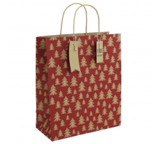 Christmas Kraft Red Xmas Tree Large Bag ( 265mm x 330mm x 140mm