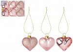 Box Of 6 Heart Decorations 4cm Rose Gold