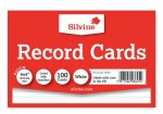 Silvine 100 White Ruled Record Cards 152mm X 102mm