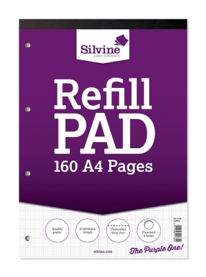 Silvine A4 Refill Pad Perforated 2-10-20mm Graph 160 Pages