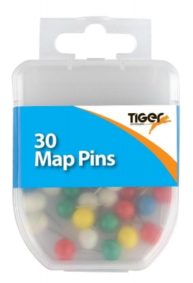 Tiger Essential 30 Map Pins Coloured