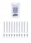 Silver Party Candles with 10 Holders (6cm) 10-Pack
