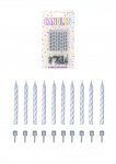 Silver Party Candles with 10 Holders (6cm) 10 Pack