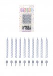 Silver Party Candles with 10 Holders (6cm) 10-Pack