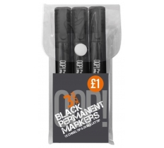 3 Pack Black Permanent Markers