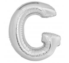 Silver Letter G Shaped Foil Balloon 34" Pack aged