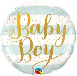 Qualatex 9" Round Baby Boy Blue Stripes Un Pack aged ( 202008 )