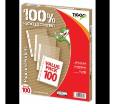 Tiger A4 Value Box 100 Punched Pockets