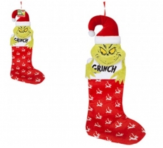 Grinch Plush Stocking With 3d Plush Grinch Head 72cm
