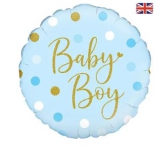 18" Sparkling Baby Boy Dots Holographic