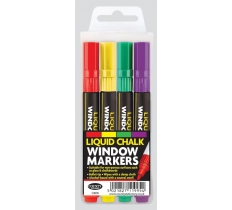 County Assorted Liquid Chalk Window Markers 4 Pack
