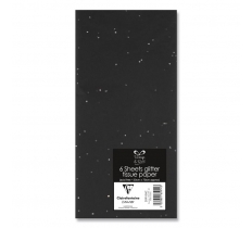 6 Glitter Tissue Paper Black