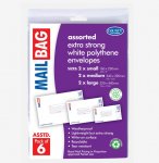 Polythene Mail Bags 6 Pack ( Assorted Sizes )