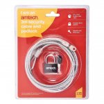 Amtech 3M X 4mm Security Cable & Padlock