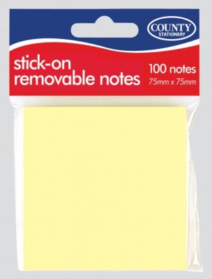 County Stick On Notes Yellow 76 X 76mm