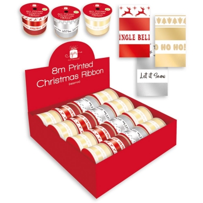 Printed Christmas Ribbon 8m 3 Designs