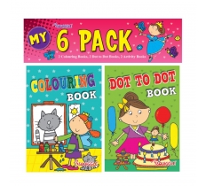 Mini Colouring & Activity Books, 6pk, Girls