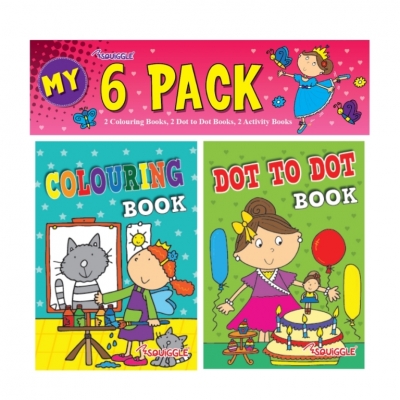 Mini Colouring & Activity Books, 6pk, Girls