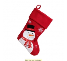 DELUXE PLUSH RED SNOWMAN STOCKING 40CM X 25CM