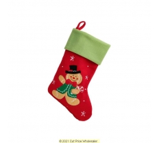 Deluxe Plush Red Gingerbread Man Stocking 40cm X 25cm