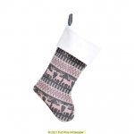 Deluxe Plush Grey Pink Nordic Reindeer Stocking 40cm X 25cm