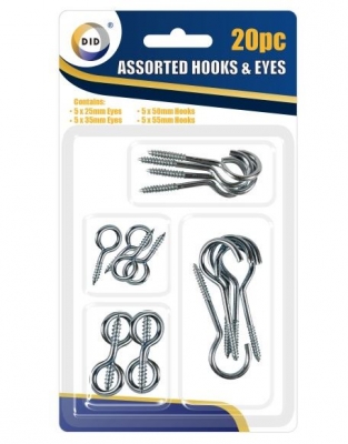 Assorted Hooks & Eyes 20 Pack