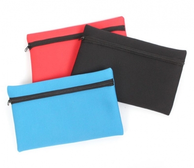 Pencil Case Neoprene 3 Assorted Blue Red Bla
