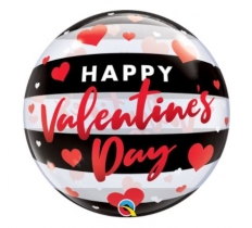 Qualatex 22" Single Bubble Valentines Day Black Stripes
