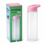 Plain Drinking Water Bottle With Pink Cap