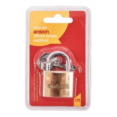 Amtech 32mm Brass Padlock