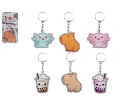 Kawaii Acrylic Animal Keychains 5cm 6 Assorted