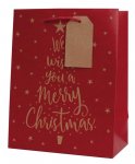Christmas Kraft Text Tree Medium Gift bag( 18 x 23 x 10cm)