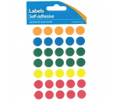 Coloured Ahesive Label Circles 8mm