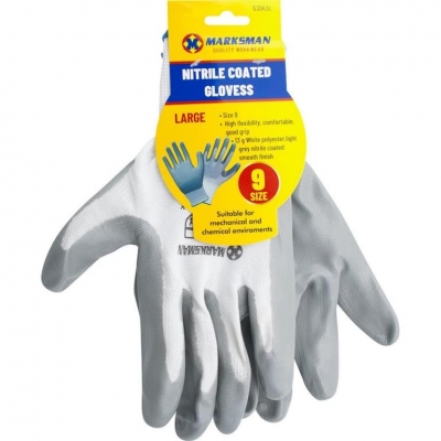 White Polyester/Grey Nitrile Coating - Size 9