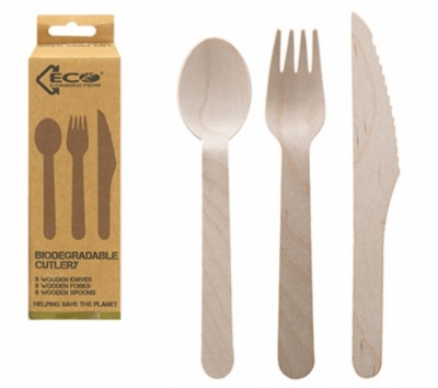 Eco Connections Birchwood Cutlery Pack Of 18