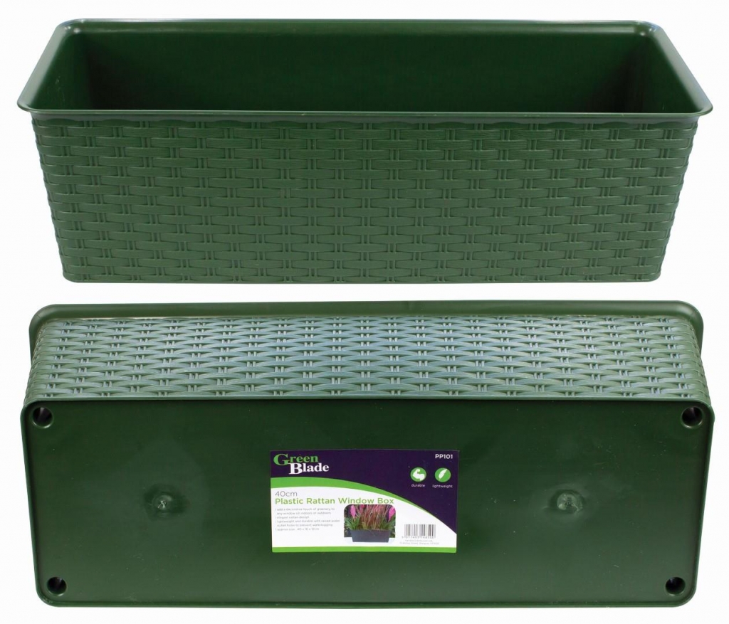 Plastic Rattan Window Box 40cm - Click Image to Close