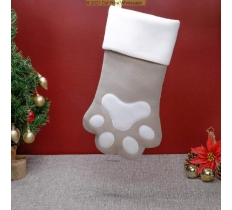 Deluxe Plush Silver Paw Print Stocking 40cm X 25cm